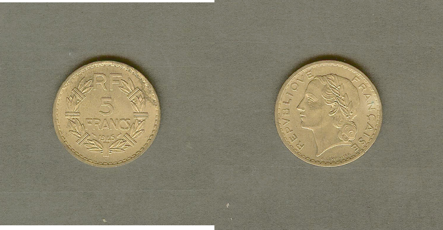 5 francs Lavrillier 1945C Unc